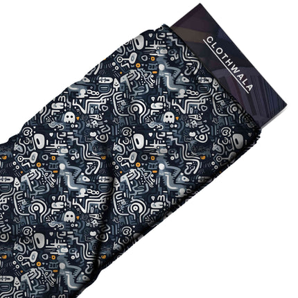 charcoal grey abstract all-over print pattern — medium scale repeat layout