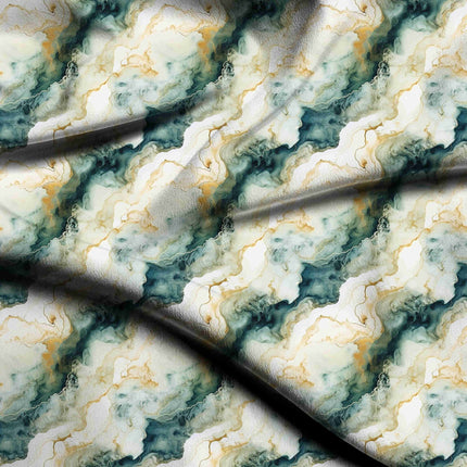 Emerald Green Abstract Digital Print Fabric for Maxi | Romantic garden party wear - 5013