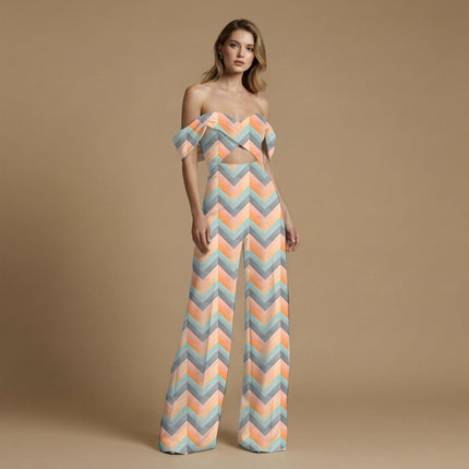 dusty rose geometric print fabric draped — maxi dress styling