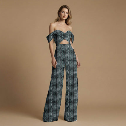 charcoal black animal print fabric draped — co-ord set styling