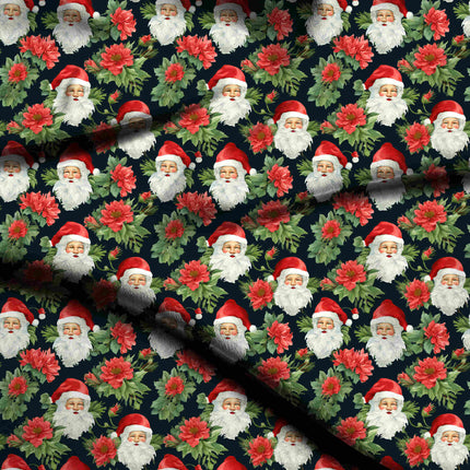 Forest Green Floral Digital Print Fabric for Dress | Regal Festive Wear - 4513