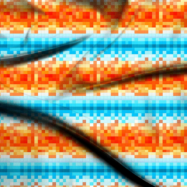 tangerine orange geometric digital print fabric texture — fine scale closeup