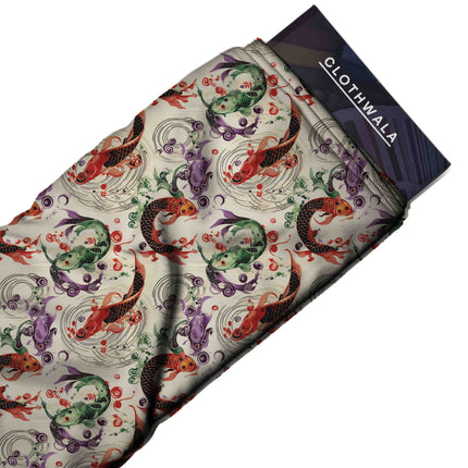 vermilion red animal fabric detail — textured finish digital print closeup