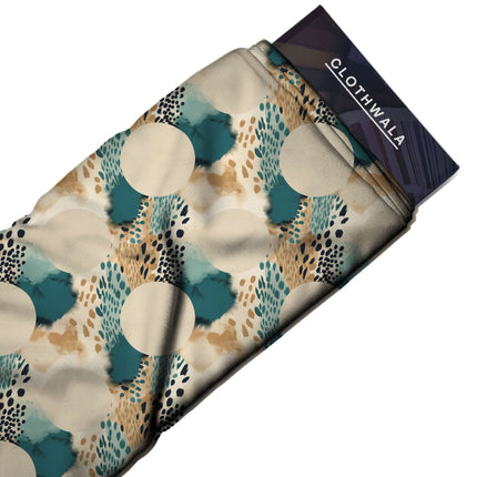 deep teal abstract all-over print pattern — medium scale repeat layout