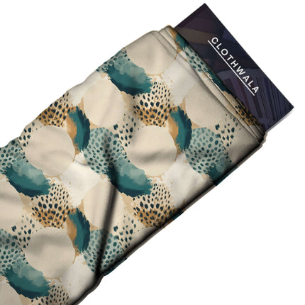 teal green abstract print fabric draped — kurta set styling