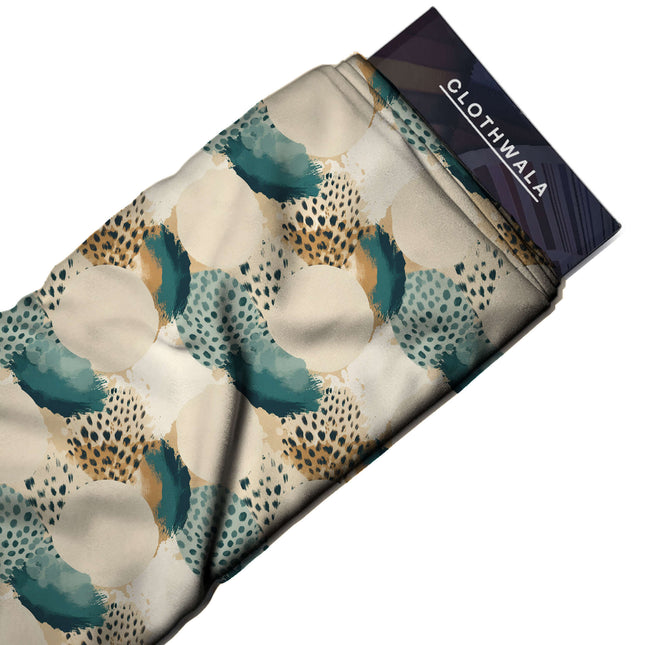 teal green abstract print fabric draped — kurta set styling