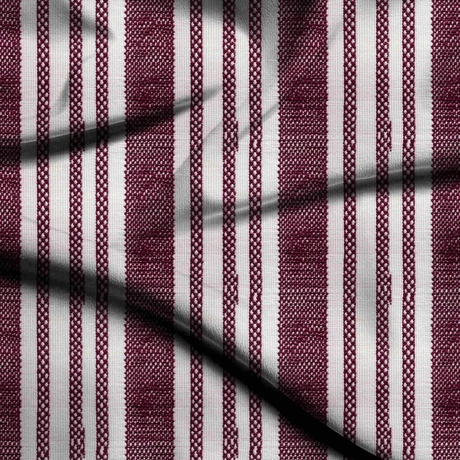 Maroon Stripes Digital Print Fabric | Kurti Palazzo | Holiday Collection | Royal Indian Ensemble | Poly Crepe Digital Print - 1273