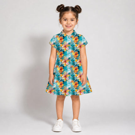 Teal Floral Digital Print Fabric for Dress | Casual Wear - Image 4