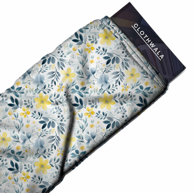 ivory cream floral print fabric draped — palazzo suit styling