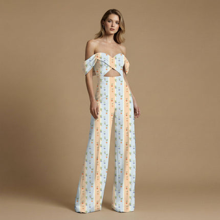 Dusty Blue Floral Digital Print Fabric | Kurti Kaftan Dress | Casual Wear | Cottagecore | Poly Chiffon Print - Image 3