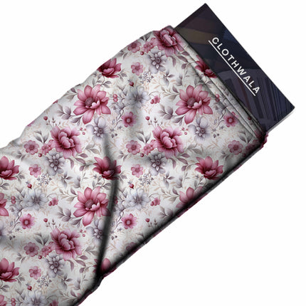 dusty rose floral all-over print pattern — large scale repeat layout