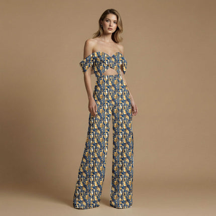 cobalt blue other print fabric draped — dress styling