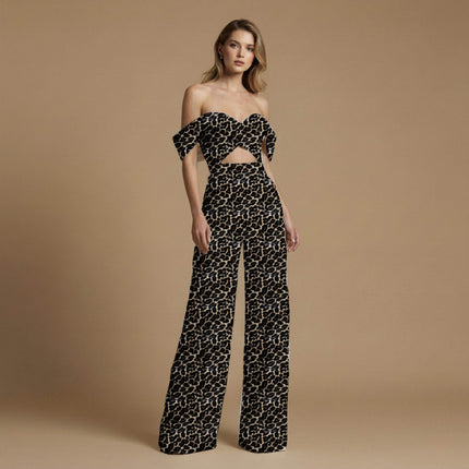 deep black animal print fabric draped — kaftan styling