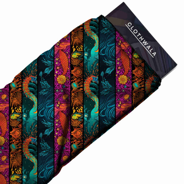 teal other print fabric draped — kaftan styling