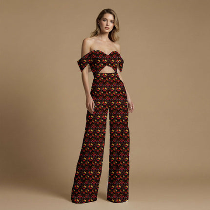 ruby red geometric all-over print pattern — medium scale repeat layout