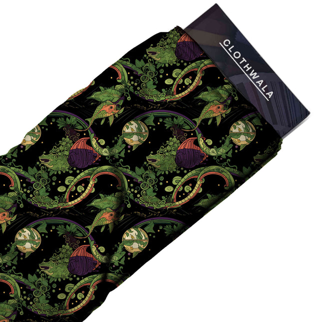forest green other print fabric draped — dupatta styling