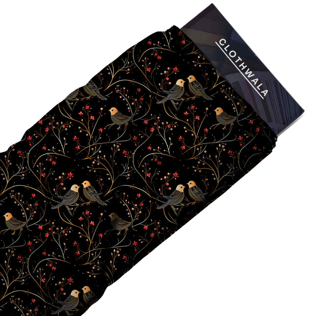 jet black floral print fabric draped — sharara suit styling