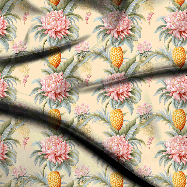 dusty rose tropical digital print fabric texture — large scale closeup