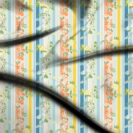 ivory cream floral digital print fabric texture — medium scale closeup