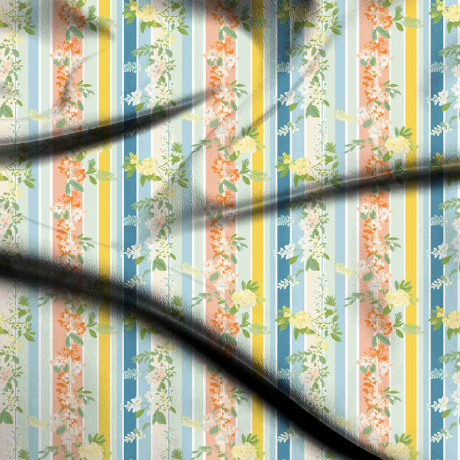 ivory cream floral digital print fabric texture — medium scale closeup