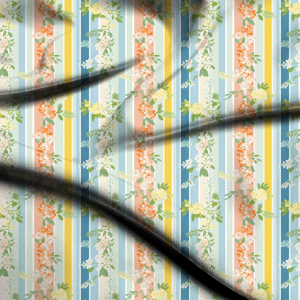 Ivory Cream Delicate Floral Vines Print Fabric