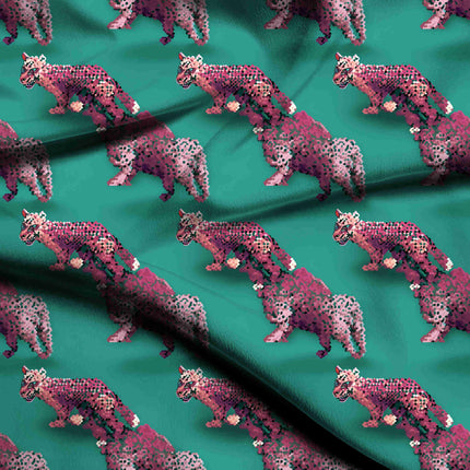 teal green animal all-over print pattern — medium scale repeat layout