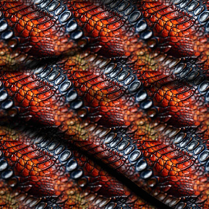 fiery crimson animal digital print fabric texture — medium scale closeup