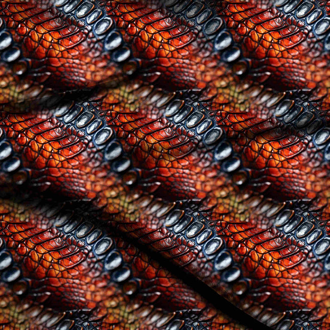 fiery crimson animal digital print fabric texture — medium scale closeup