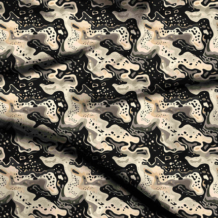 jet black abstract digital print fabric texture — medium scale closeup
