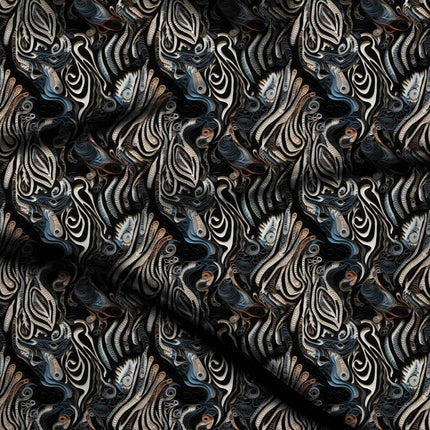 jet black abstract digital print fabric texture — medium scale closeup