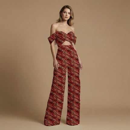 scarlet red animal all-over print pattern — large scale repeat layout