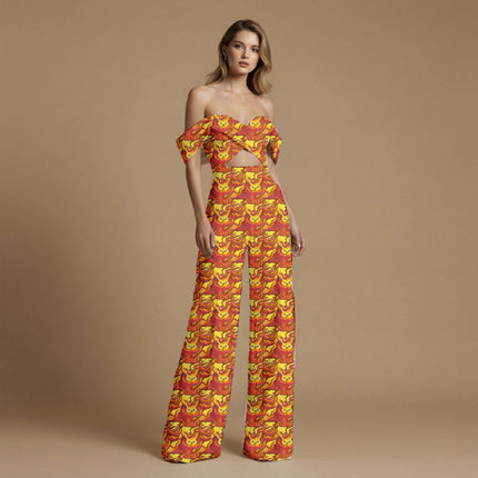 saffron yellow abstract all-over print pattern — medium scale repeat layout