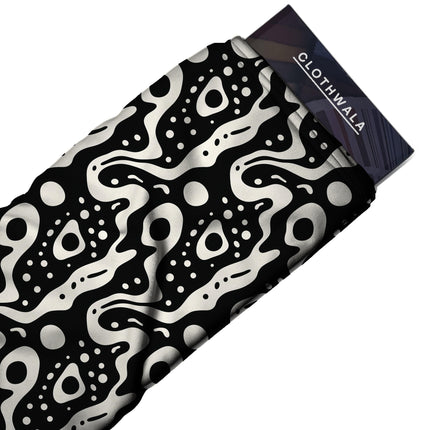 jet black abstract fabric detail — matte finish digital print closeup
