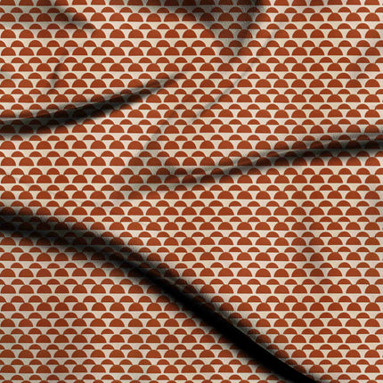 burnt sienna geometric digital print fabric texture — medium scale closeup