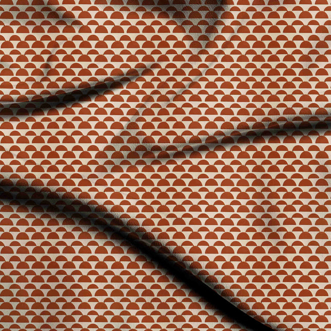 burnt sienna geometric digital print fabric texture — medium scale closeup