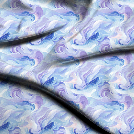 periwinkle abstract print fabric draped — maxi dress styling