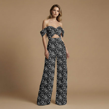 jet black abstract all-over print pattern — medium scale repeat layout