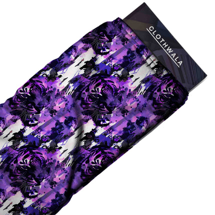 deep violet animal print fabric draped — saree blouse styling