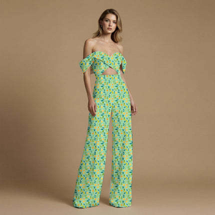 seafoam green tropical all-over print pattern — medium scale repeat layout