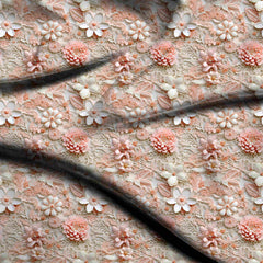 ivory cream floral digital print fabric texture — medium scale closeup