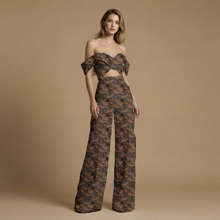 espresso brown animal print fabric draped — blouse styling