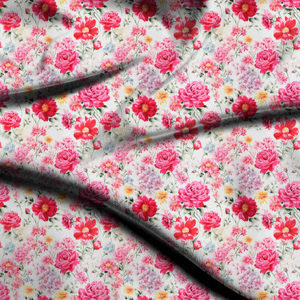 hot pink floral digital print fabric texture — large scale closeup