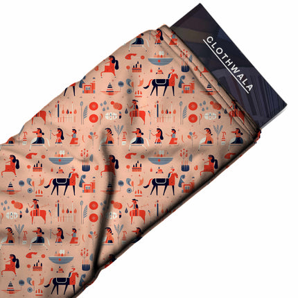 burnt sienna ethnic print fabric draped — kaftan styling