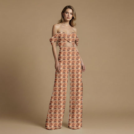 Burnt Sienna Other Digital Print Fabric | Kurti Palazzo Kaftan | Resort Wear | Vintage rock aesthetic | Viscose Georgette - Image 3