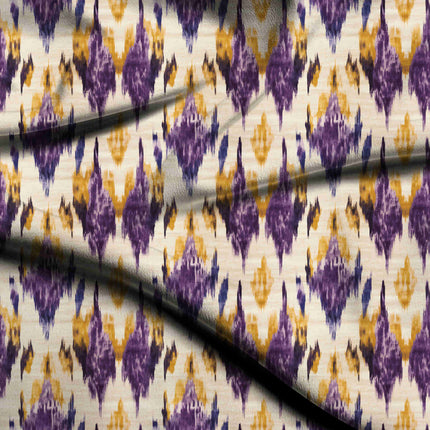 ivory cream ethnic digital print fabric texture — medium scale closeup