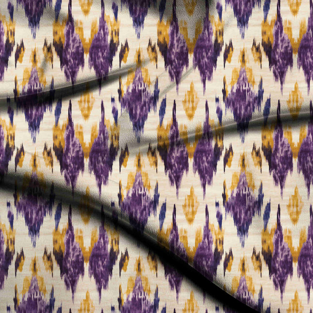 ivory cream ethnic digital print fabric texture — medium scale closeup