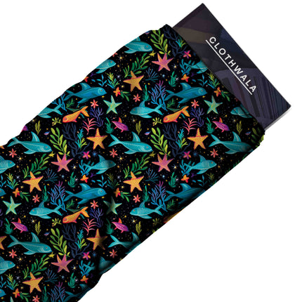 cerulean blue animal all-over print pattern — medium scale repeat layout