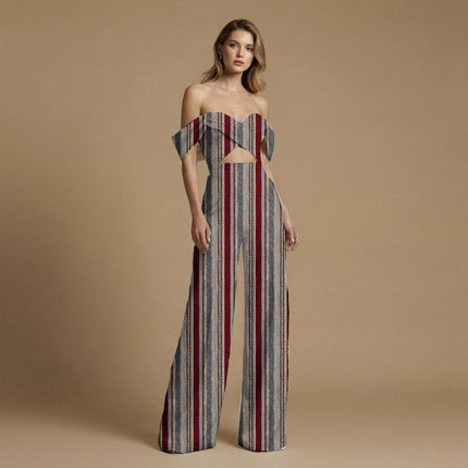 burgundy red stripes all-over print pattern — fine scale repeat layout