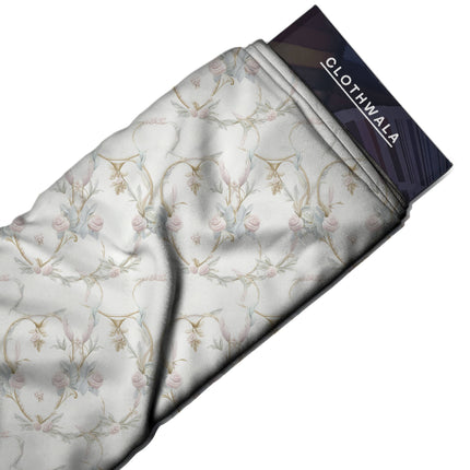 ivory cream floral all-over print pattern — medium scale repeat layout