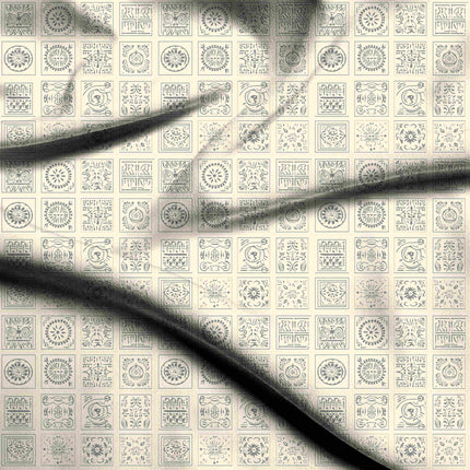 ivory cream geometric digital print fabric texture — medium scale closeup